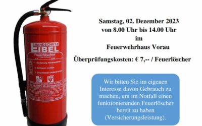 Vorankündigung: Feuerlöscher-Überprüfung im Rüsthaus Vorau