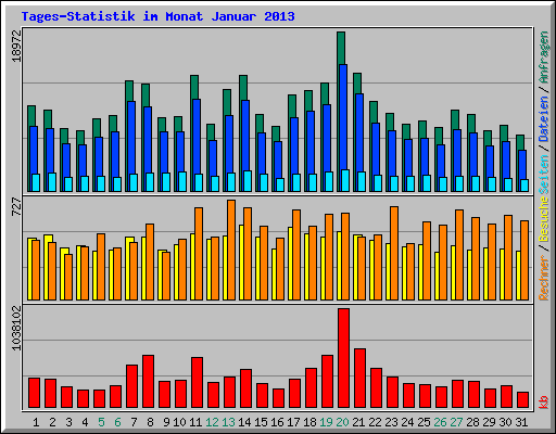 Tages-Statistik im Monat Januar 2013